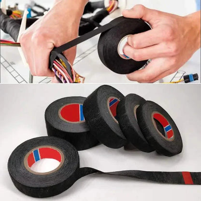 5-Meter Heat-Resistant Electrical Tape – Black Polyester for Car & Cable Management