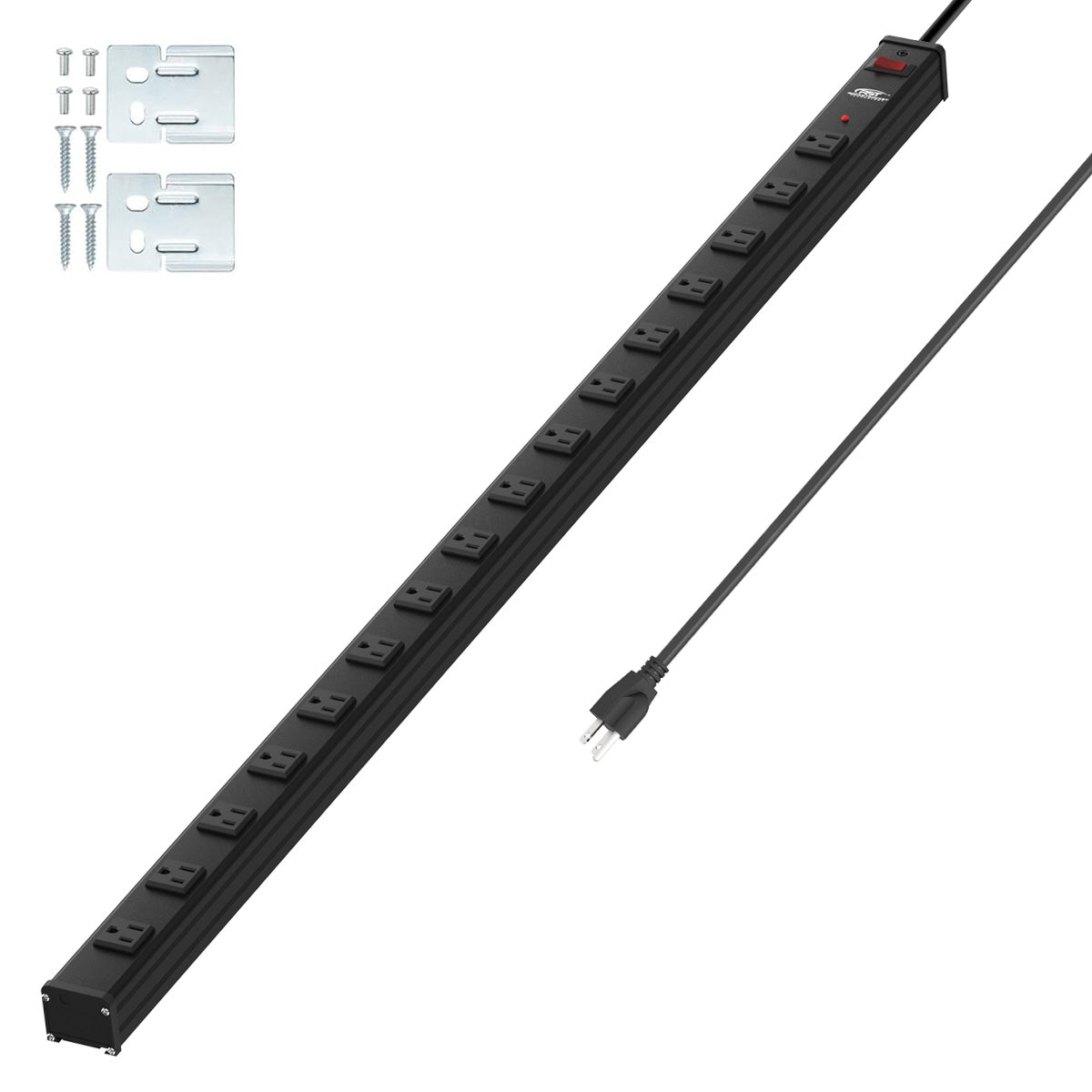 16-Outlet Metal Power Strip Surge Protector, 1800 Joules, 2.6" Ultra-Wide Spaced, 15ft