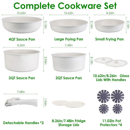 17-Pieces: Nonstick Cookware Set Induction Kitchen Pots and Pans