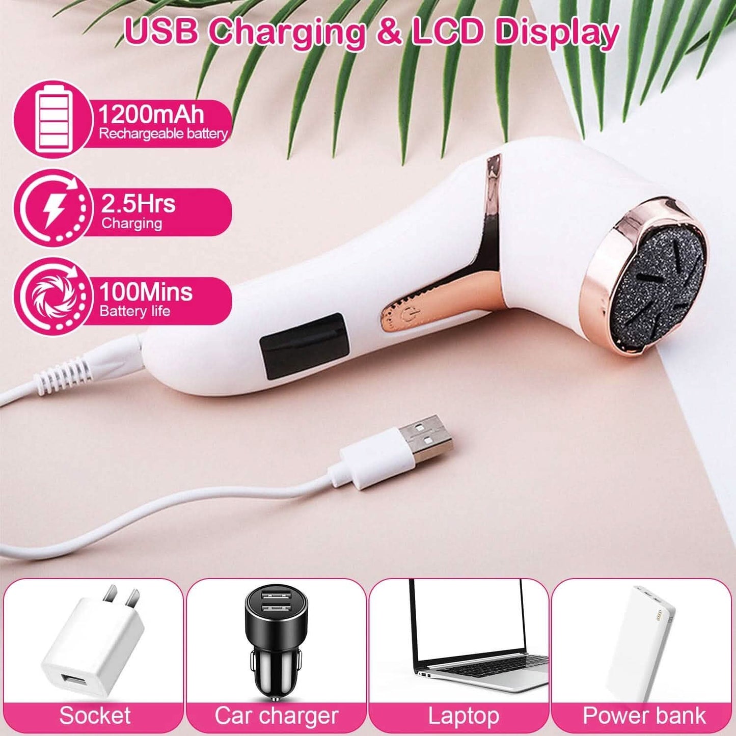 17-Pieces Set: Electric Foot Callus Remover with Vacuum Foot Grinder Rechargeable