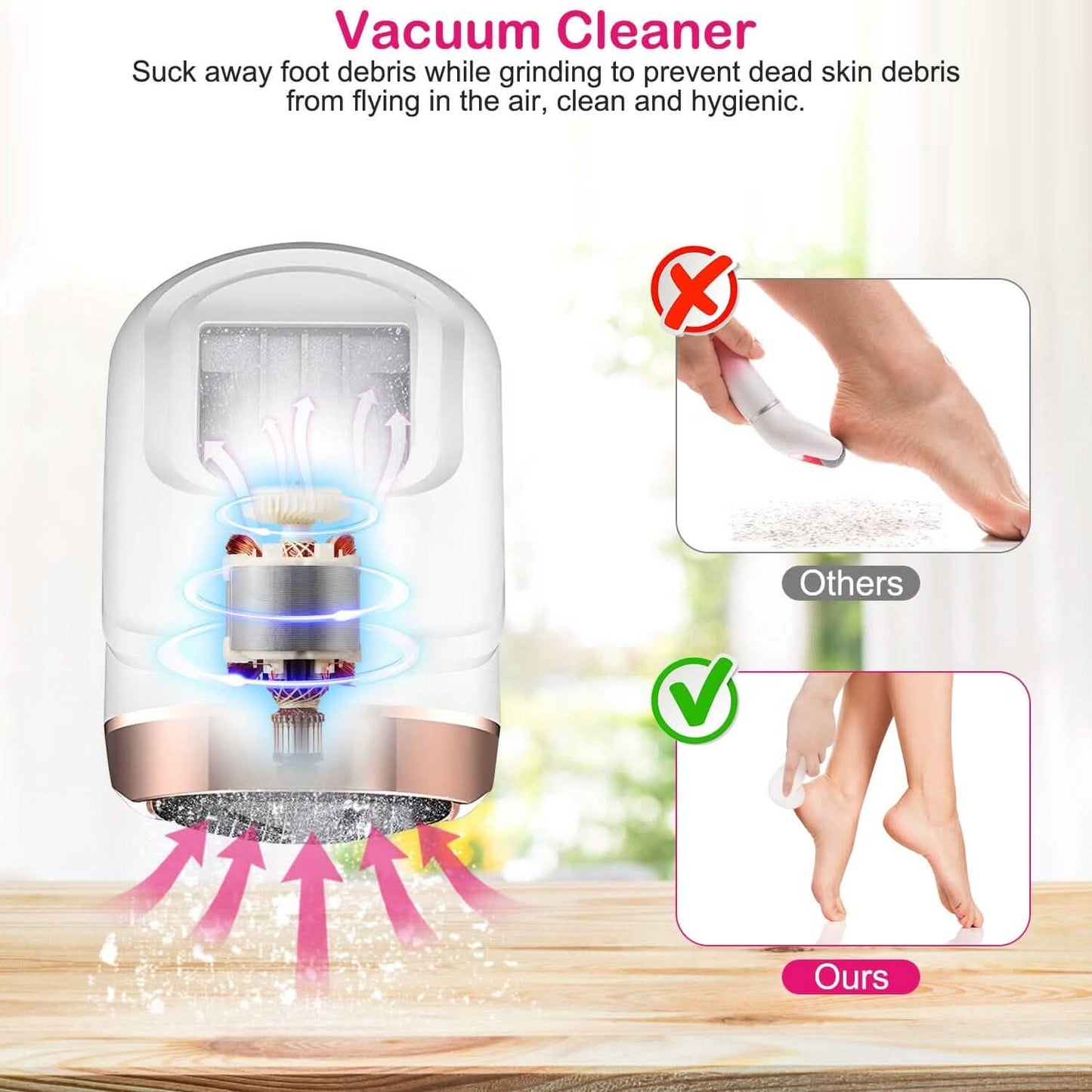 17-Pieces Set: Electric Foot Callus Remover with Vacuum Foot Grinder Rechargeable
