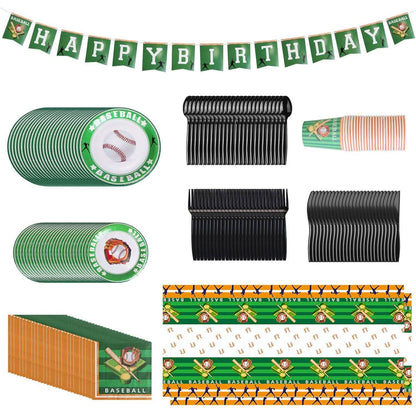 171-Pieces: Baseball Birthday Party Disposable Dinnerware Set
