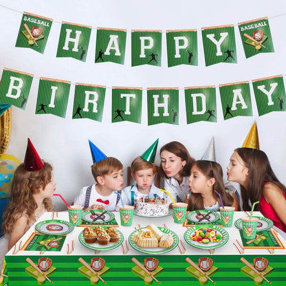171-Pieces: Baseball Birthday Party Disposable Dinnerware Set