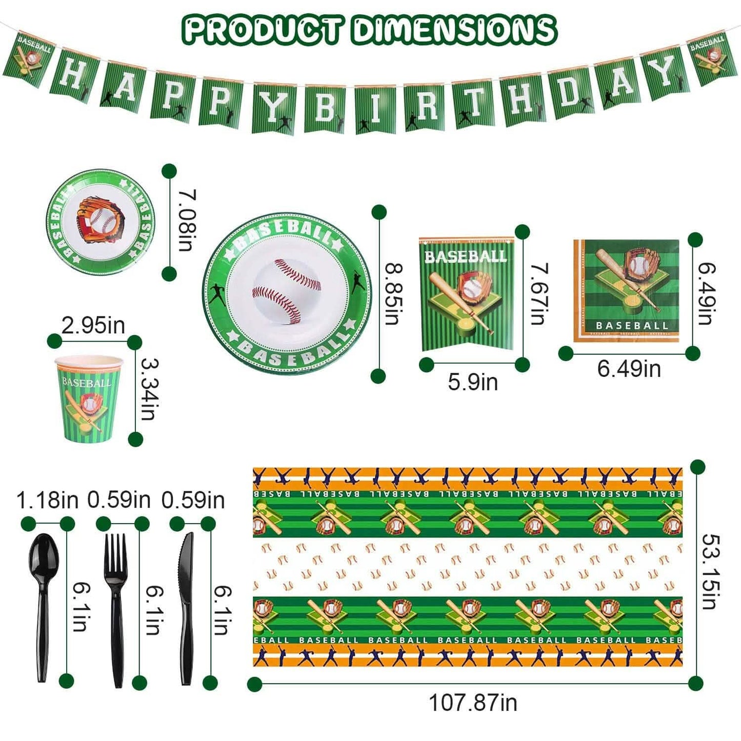 171-Pieces: Baseball Birthday Party Disposable Dinnerware Set