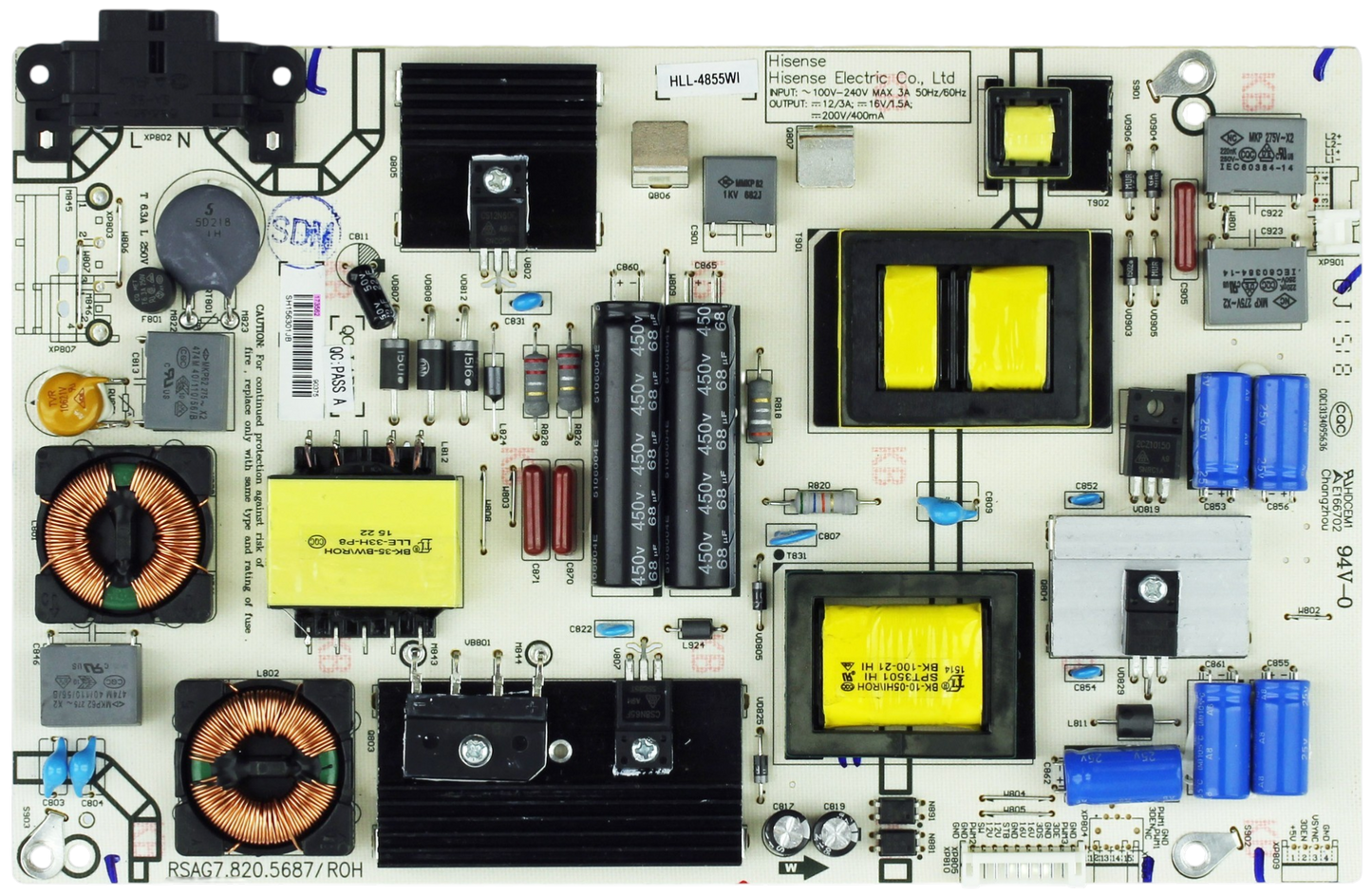 173562 Hisense Power Supply, RSAG7.820.568/ROH, HLL-4855WI, 50H5GB