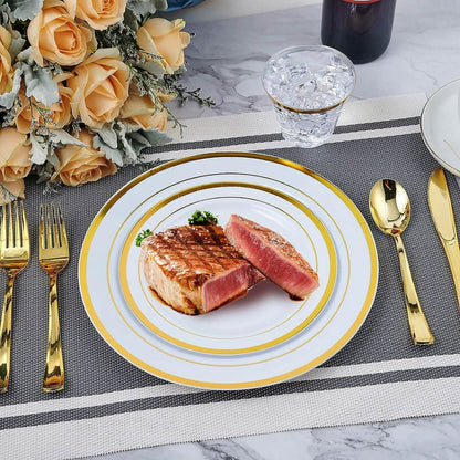 175-Pieces: Disposable Gold Dinnerware Set