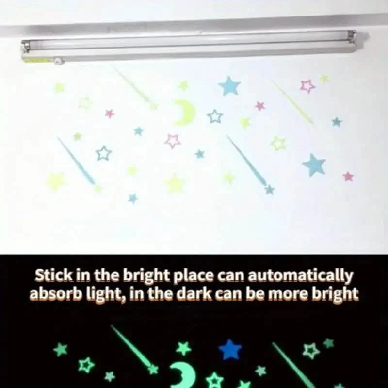 175-Pieces: Reusable Glow-in-the-Dark Star Wall Stickers with Shimmery Finish