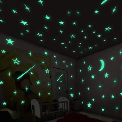 175-Pieces: Reusable Glow-in-the-Dark Star Wall Stickers with Shimmery Finish