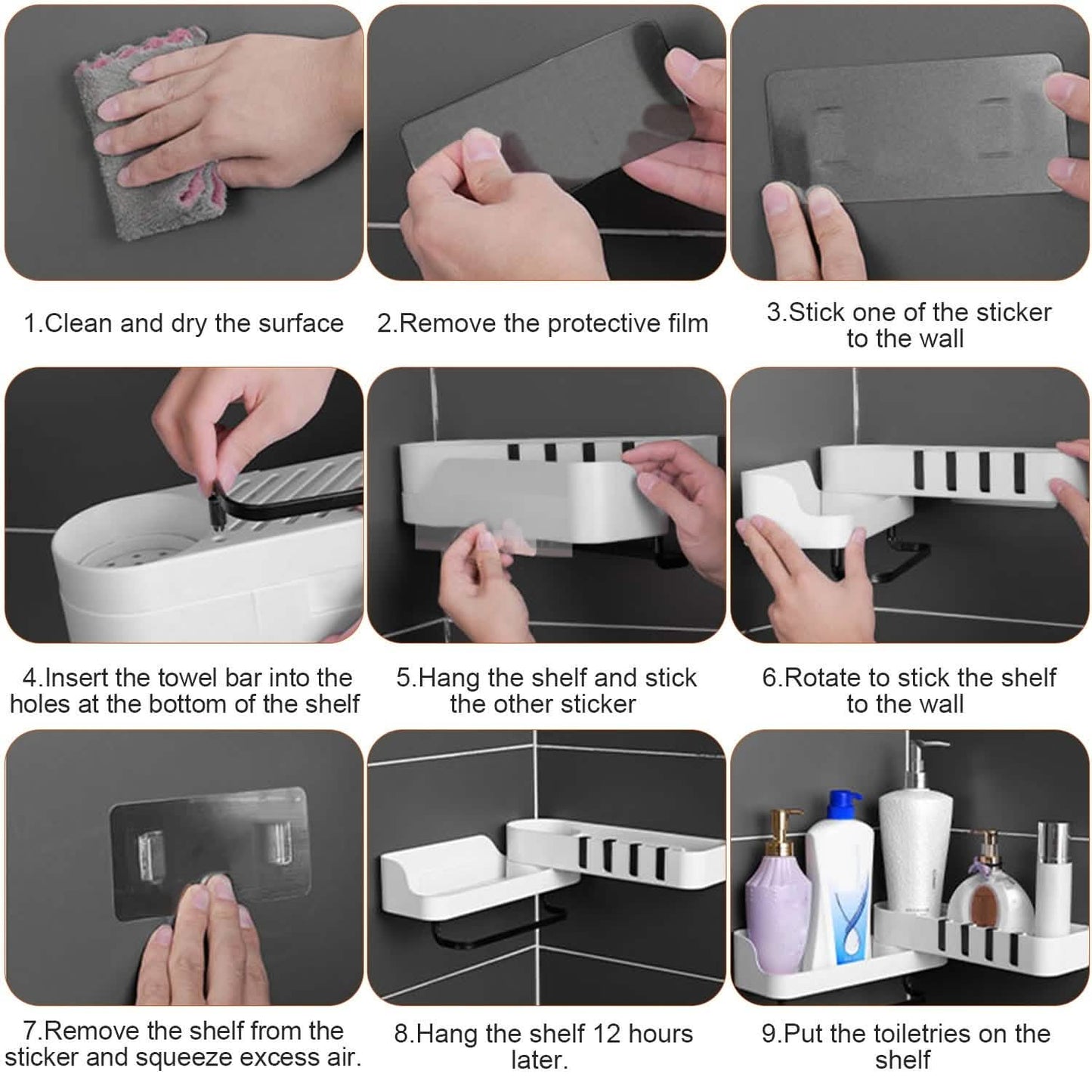 180° Rotatable Bathroom Corner Caddy Shelf