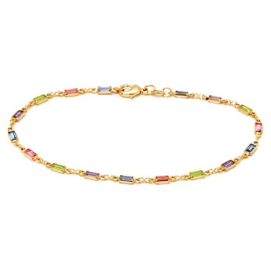 18K Gold Anklet Made with Swarovski Elements