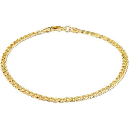 18K Gold Curb Cuban Link Chain Bracelet 8"