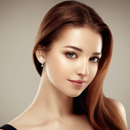 18K Gold Dangle Crystal Drop Huggie Earrings