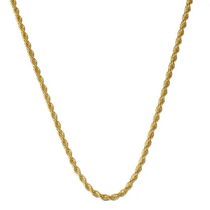 18K Gold European Classic Twist Necklace + Bracelet