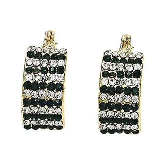 18k Gold-filled Emerald Crystal Pavé High-polish Cubic Zirconia Earrings