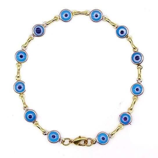 18k Gold Filled High Polish Finsh Evil Eye Bracelet