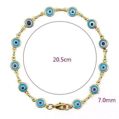 18k Gold Filled High Polish Finsh Evil Eye Bracelet