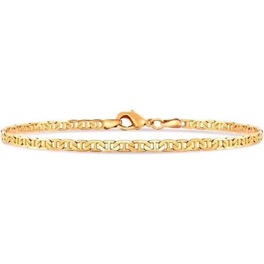 18K Gold Flat Marina Link Anklet for Women