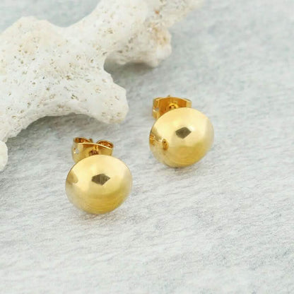 18K Gold Half Ball Stud Earrings