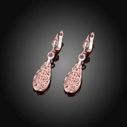 18K Gold Laser Cut Filigree Drop Earrings - Assorted Colors