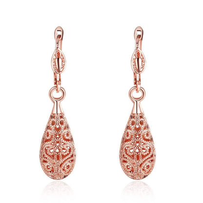 18K Gold Laser Cut Filigree Drop Earrings - Assorted Colors