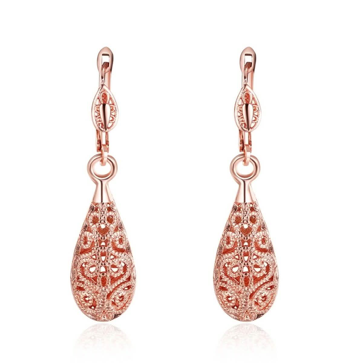 18K Gold Laser Cut Filigree Drop Earrings - Assorted Colors