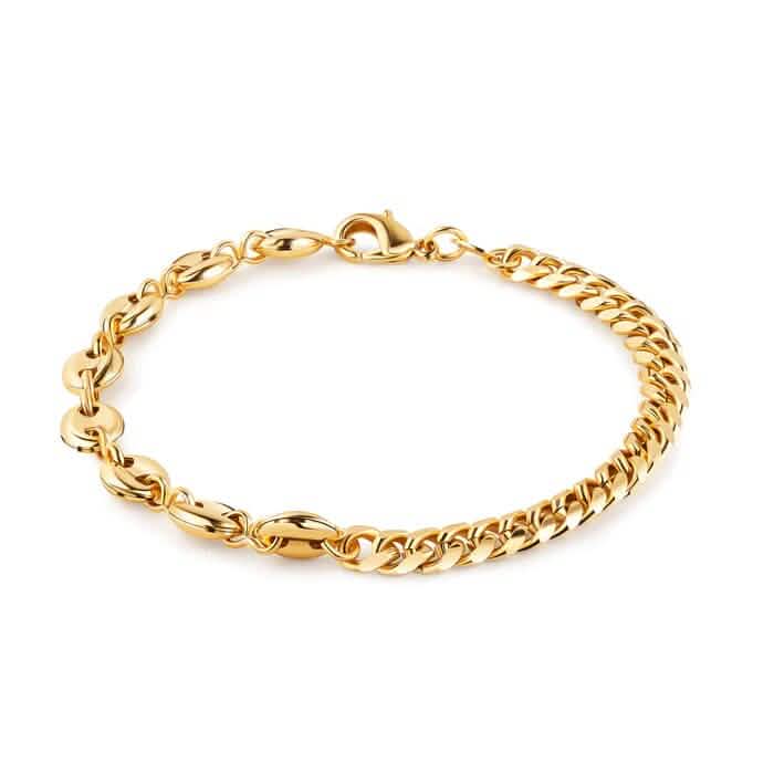 18K Gold Mariner & Cuban Link Bracelet