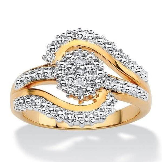 18K Gold Plated 0.15 Ct Diamond Accent Swirl Ring