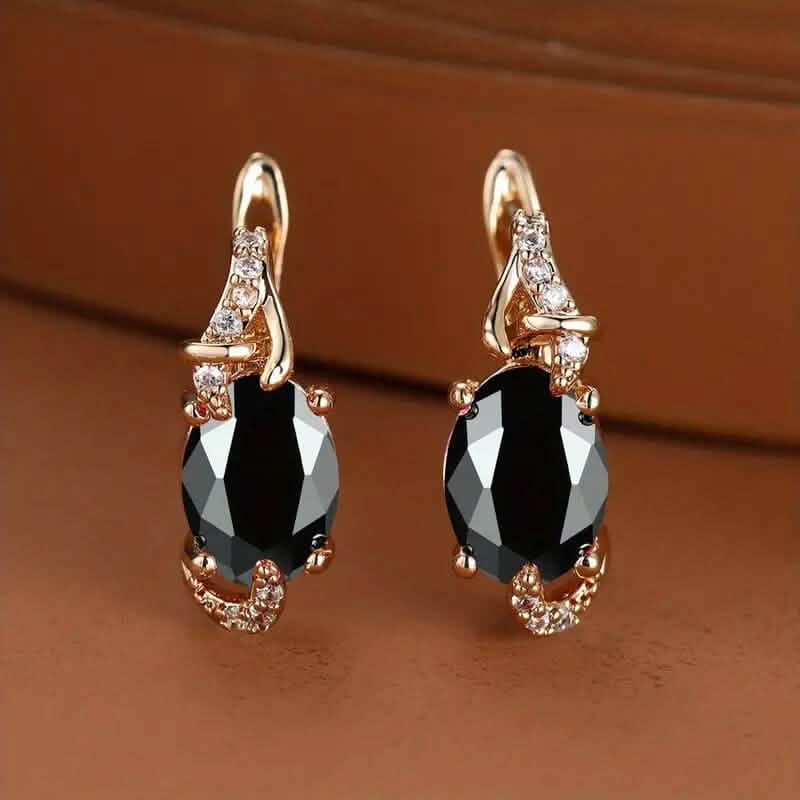 18K Gold Stone Stud Earrings