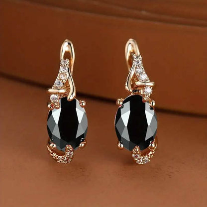 18K Gold Stone Stud Earrings
