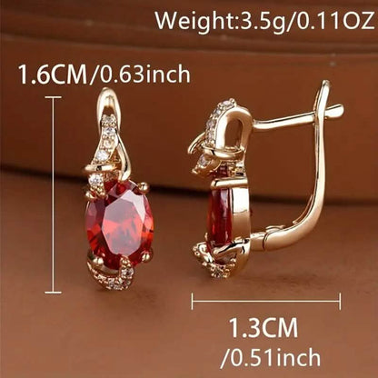 18K Gold Stone Stud Earrings