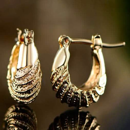 18k Gold Plated Carved Hoop Earrings