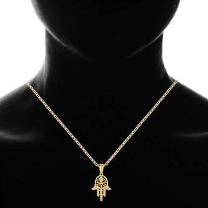 18K Gold Plated Crystal Hamsa Hand Pendant