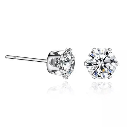 18K Gold Ear Bone Buckle Stainless Steel 6-Prong Zirconia Stud Earrings