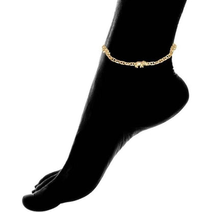 18K Gold Plated Elephant Charm Mariner Link Anklet