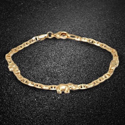 18K Gold Plated Elephant Charm Mariner Link Anklet