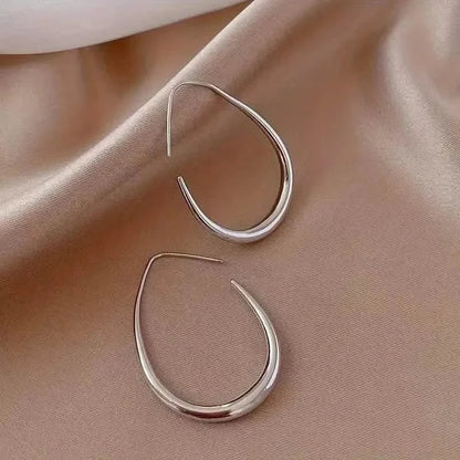 18K Gold Plated Glossy Minimalist Water Drop Design Hoop Earrings Copper