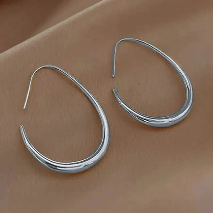18K Gold Plated Glossy Minimalist Water Drop Design Hoop Earrings Copper