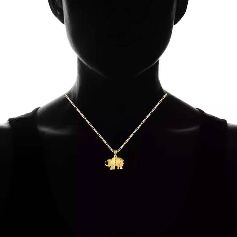 18K Gold Plated Happy Elephant Pendant Necklace