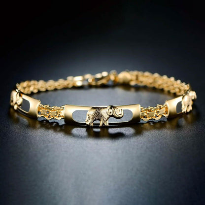 18K Gold Plated Lucky Elephant Parade Bracelet