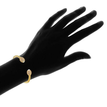 18K Gold Plated Open Cuff Crystal Bangle by Barzel