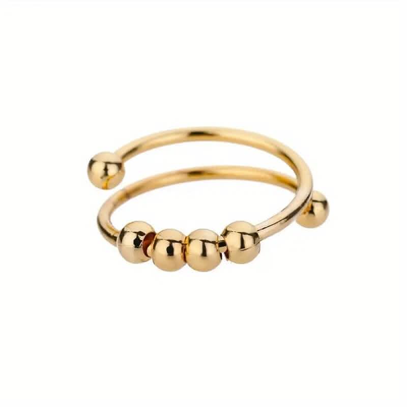 18K Gold Spinning Beads Anxiety Ring
