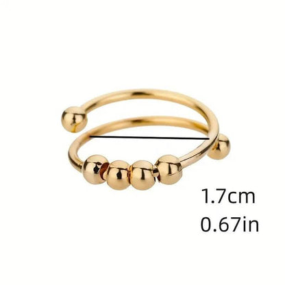 18K Gold Spinning Beads Anxiety Ring