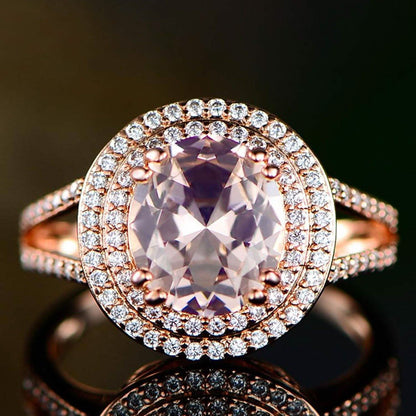 18K Rose Gold Oval-Cut Morganite Engagement Ring - Assorted Sizes