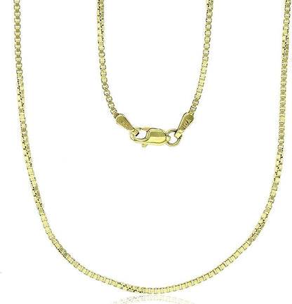 18K Solid Gold Box Chain Necklace Unisex