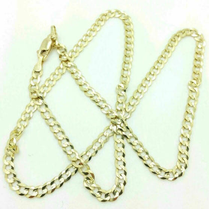 18K Solid Gold Cuban Chain Necklace Men Women 4mm