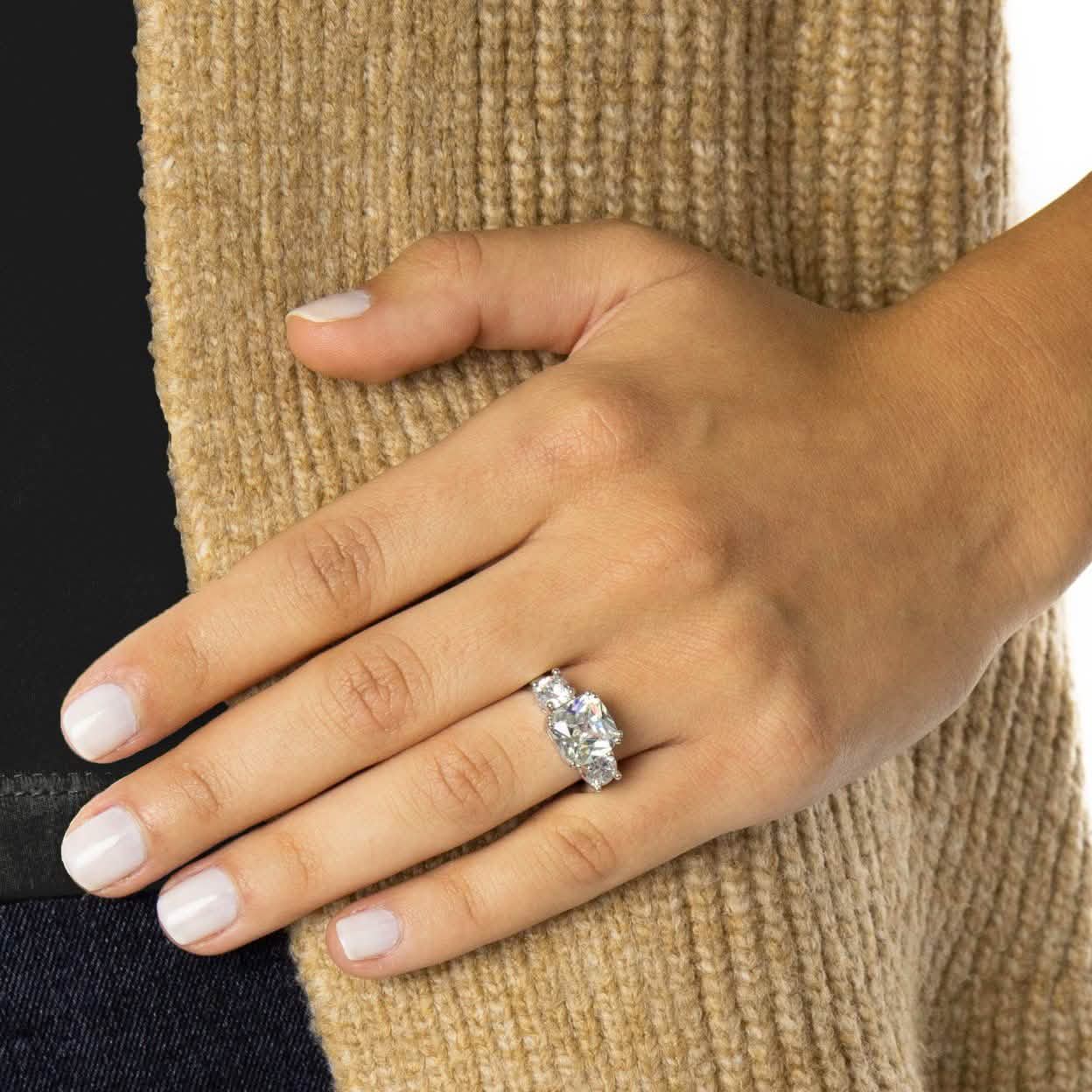18K White Gold 5.00 Cttw Cushion Cut Engagement Ring