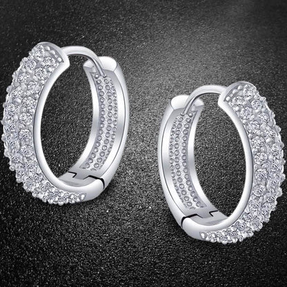 18K White Gold Micro Pave Petite Huggie Earrings