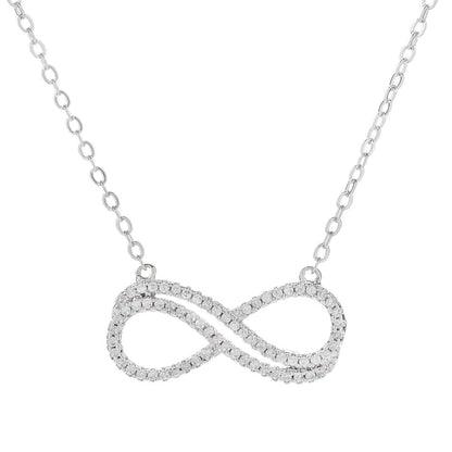 18K White Gold Plated Double Infinity Necklace