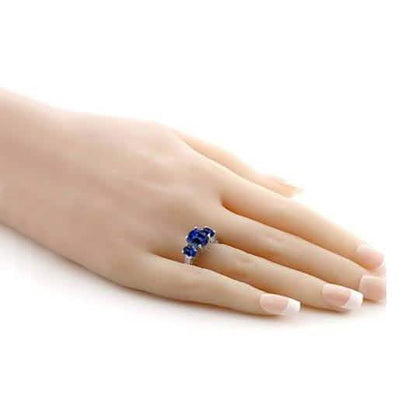 18K White Gold Plated Tri Stone Oval Cut RIng