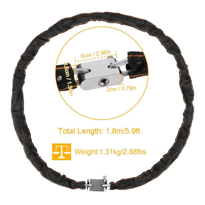 1.8m Bike Chain Lock with 3 Keys Heavy Duty Security Lock